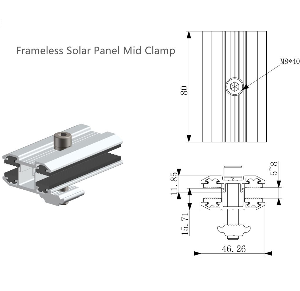 1 frameless solar panel mid clamp 5