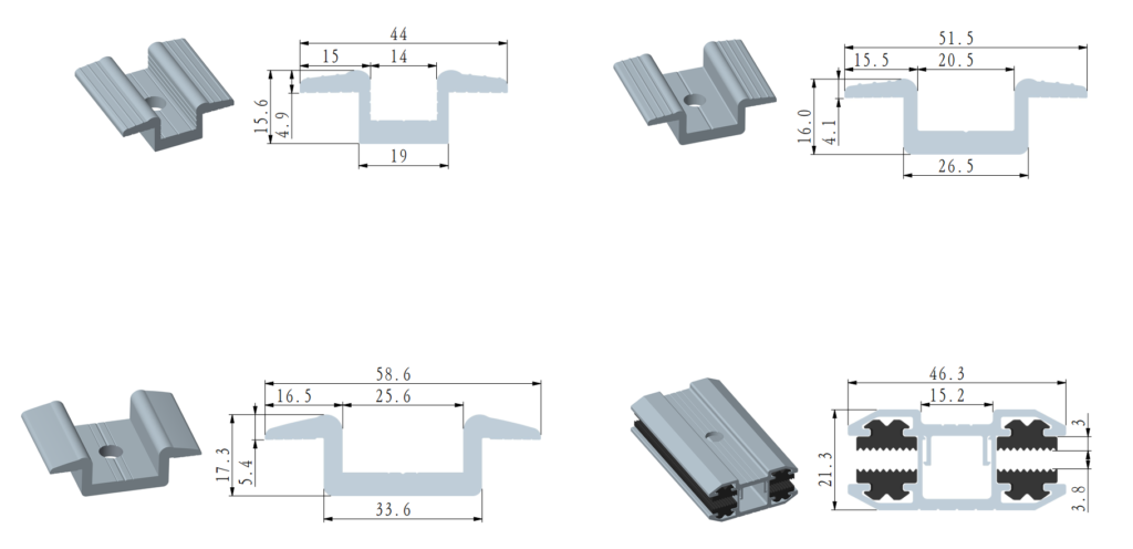 1 1solar panel mounting aluminum alloy middle clamp 7